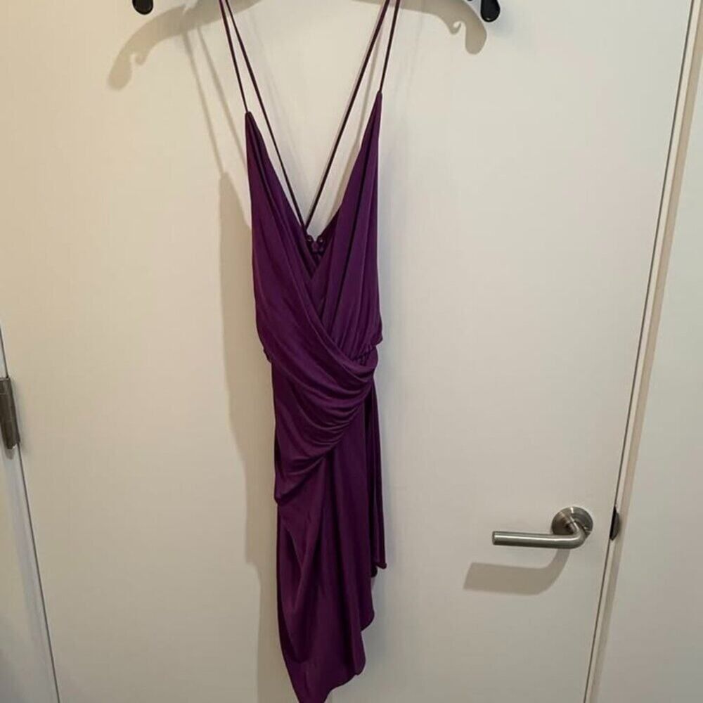 Haute Hippie Purple Draped Wrap Mini Dress Size XS — Silk Going Out - Picture 5 of 7